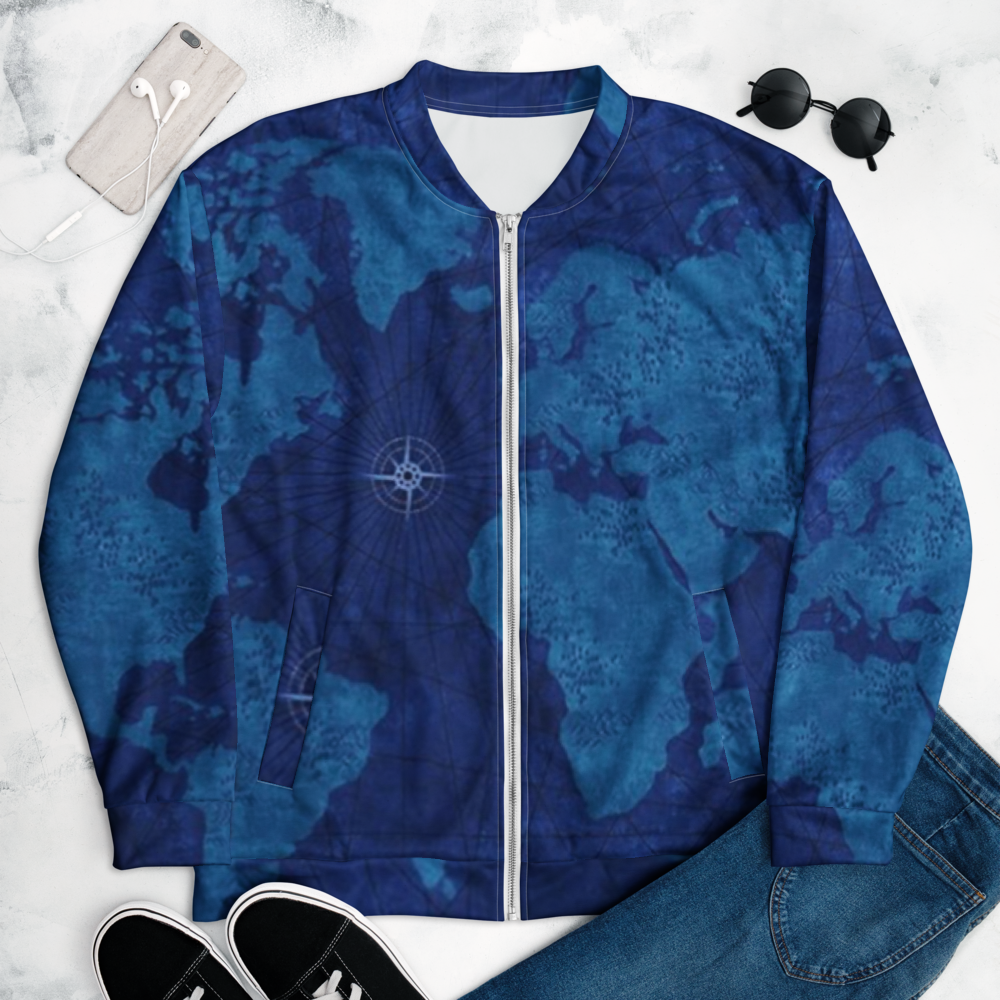 Blue Map Unisex Bomber Jacket