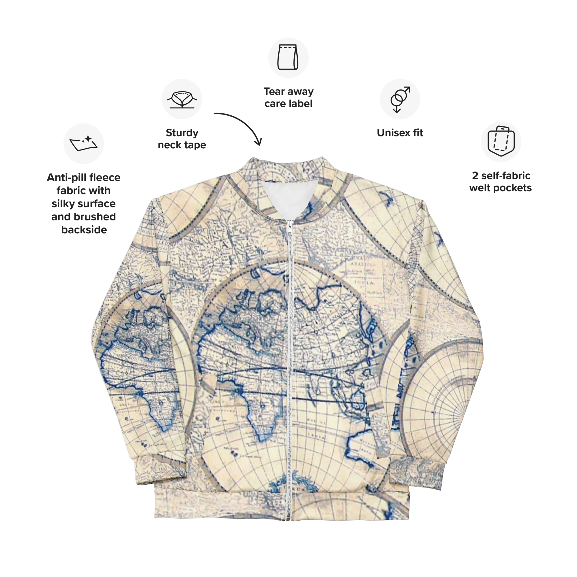 Sand Map Unisex Bomber Jacket