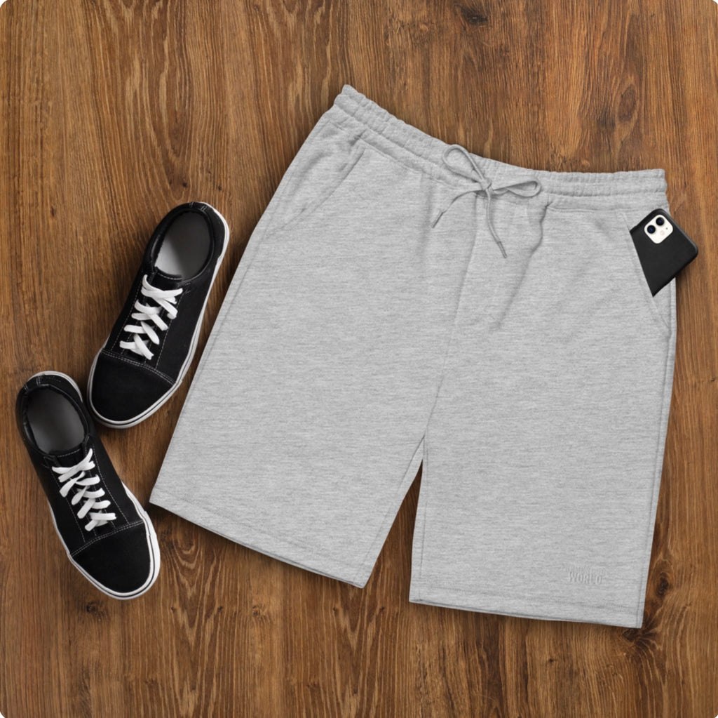 Tremendous World Core Collection Embroidered Text Men's fleece shorts