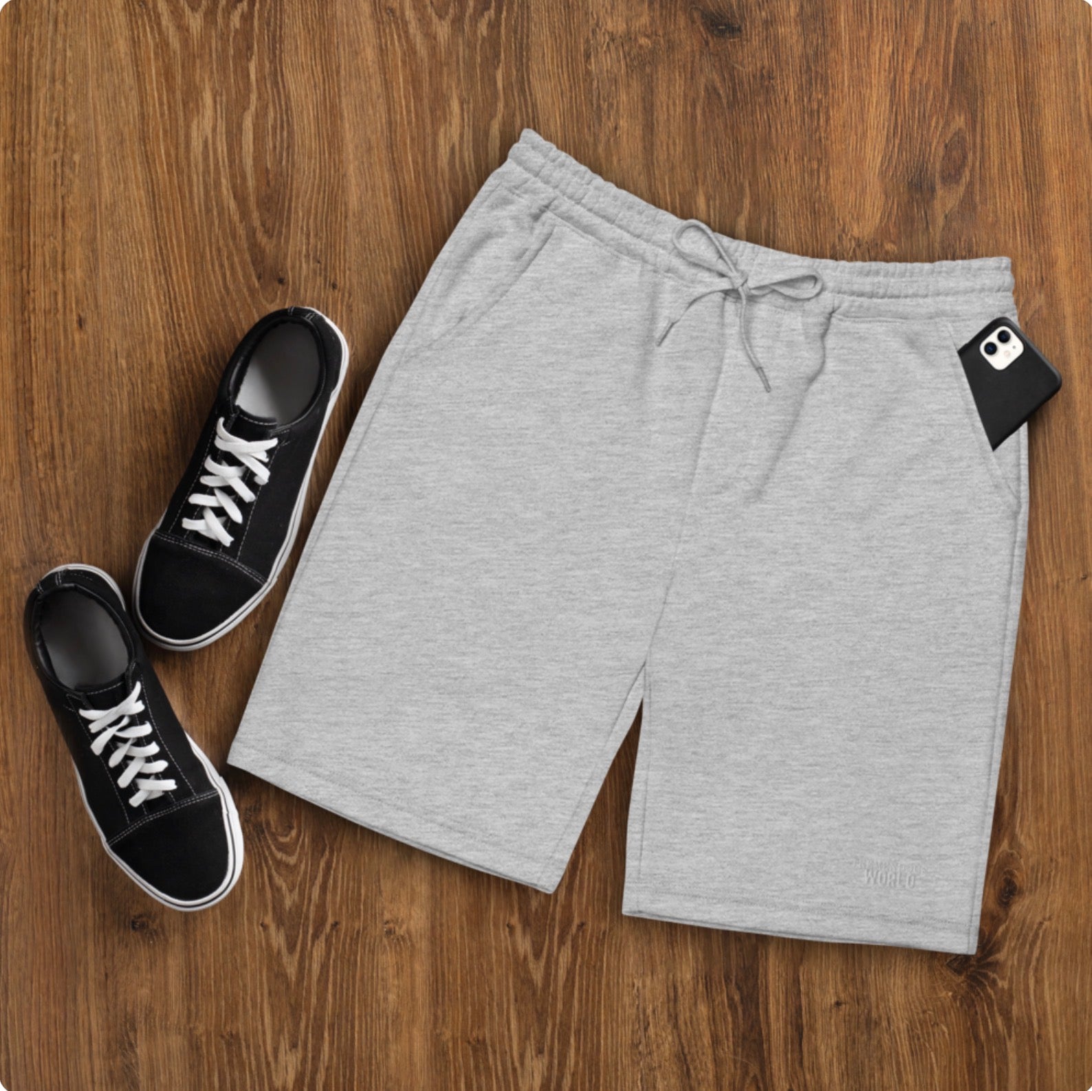Tremendous World Core Collection Embroidered Text Men's fleece shorts