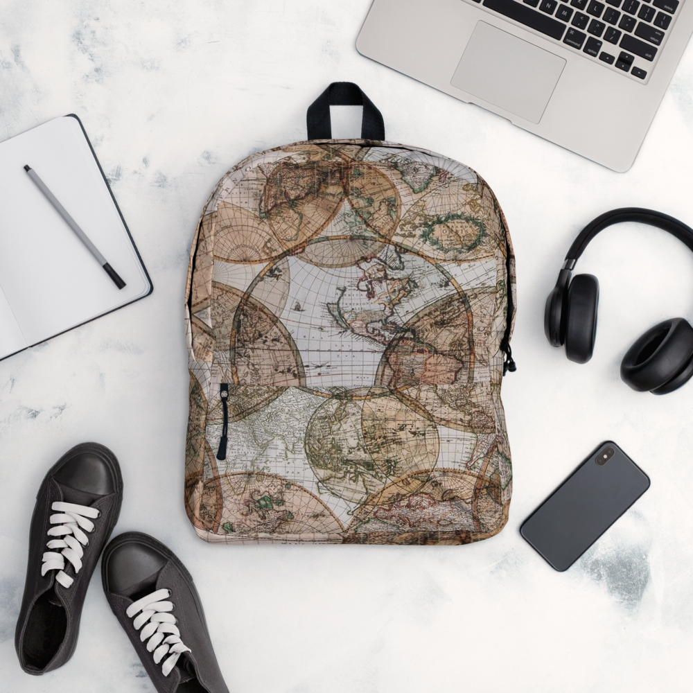 Brown Map Backpack