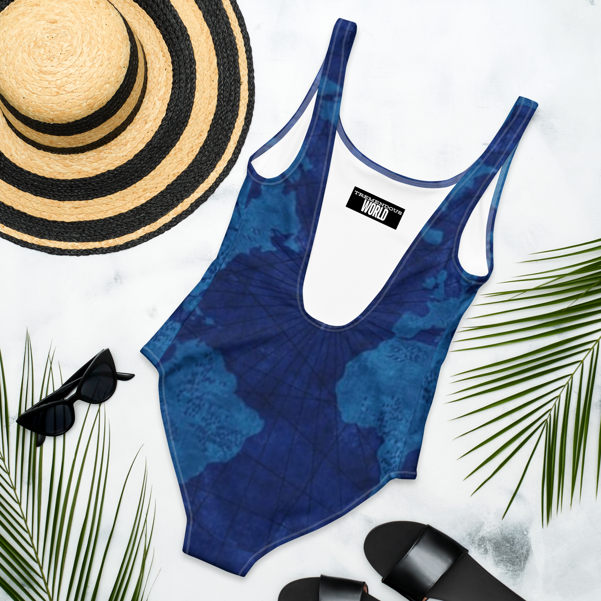 Blue Map One-Piece Swimsuit