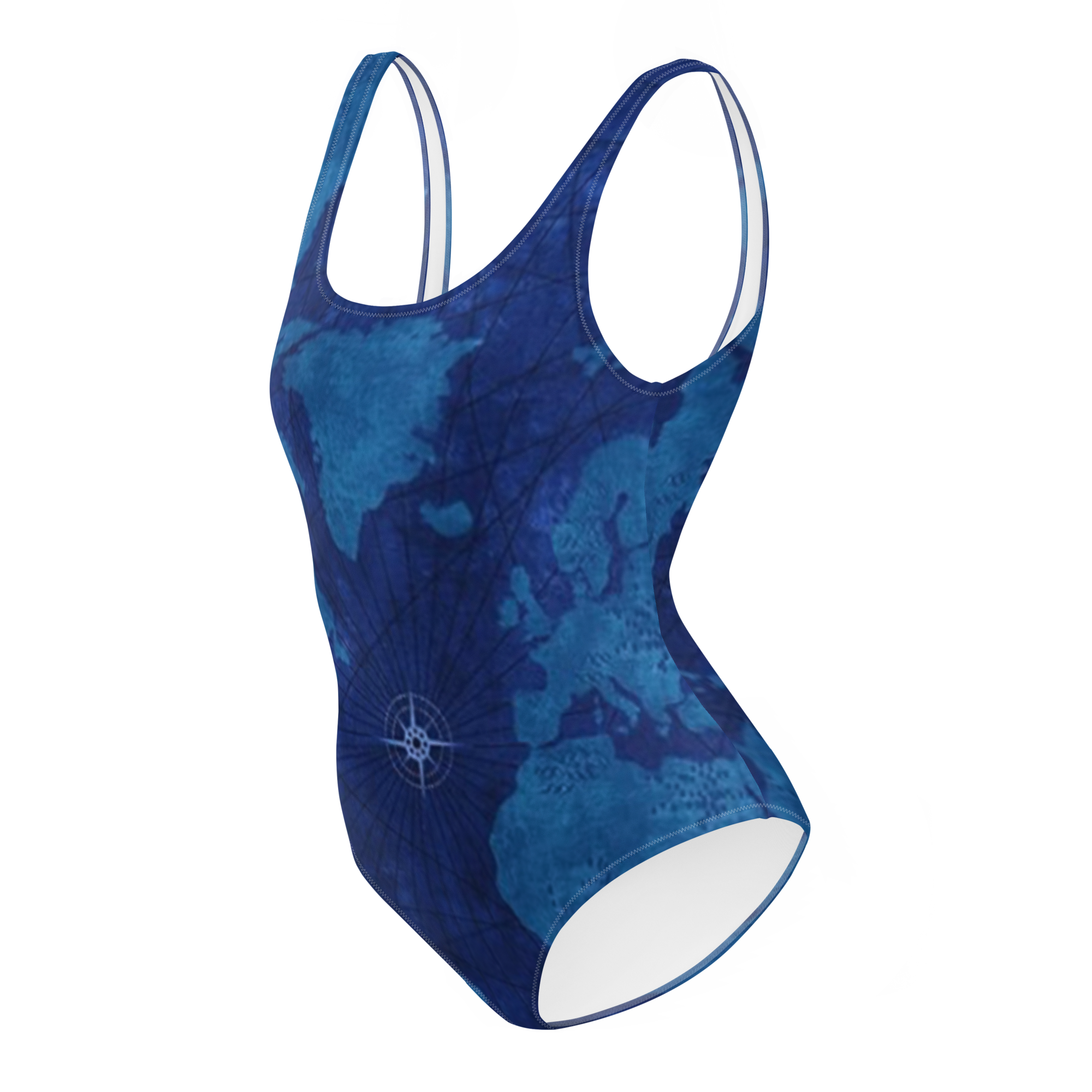 Blue Map One-Piece Swimsuit
