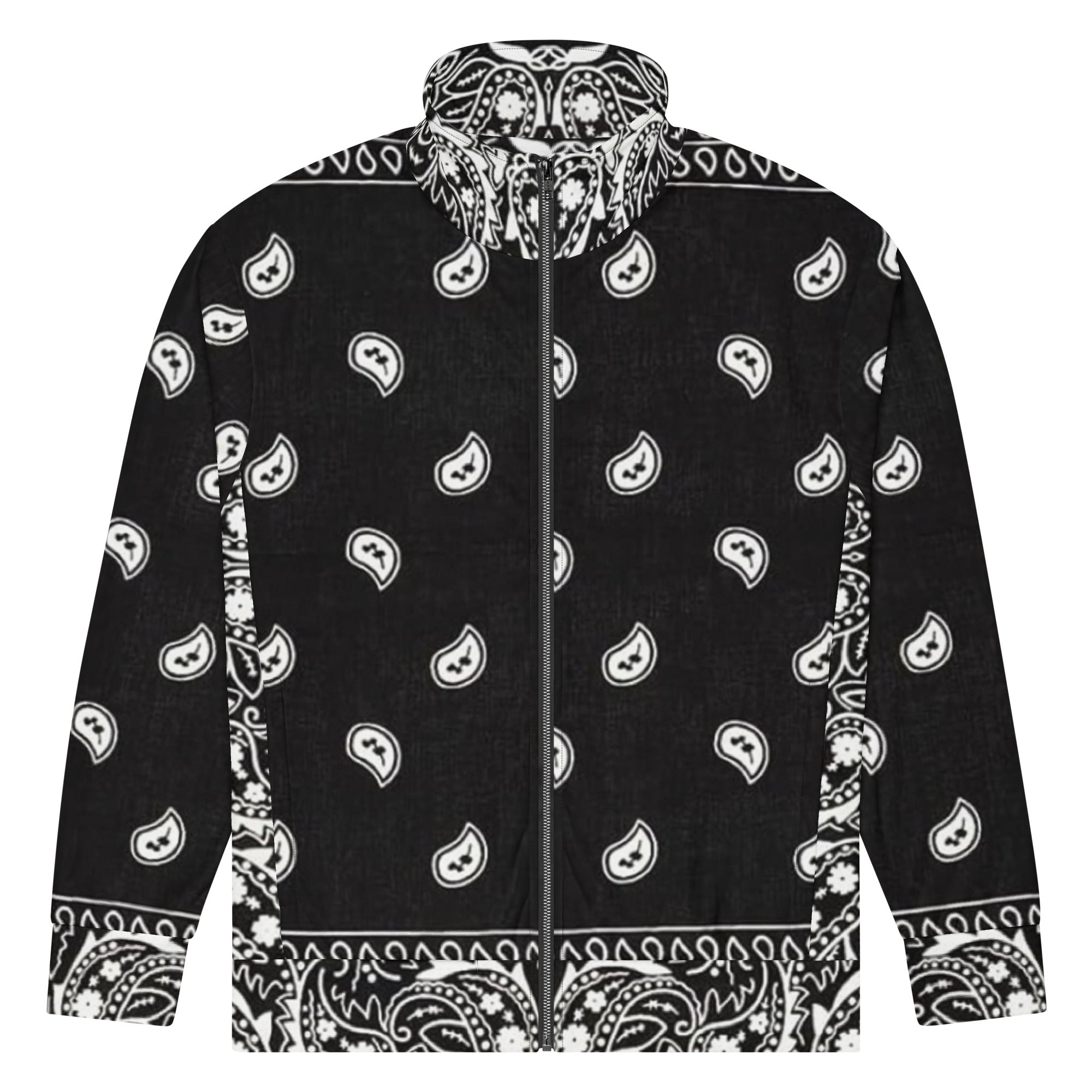 Black Bandana Unisex Track Jacket | Recycled Zip-Up Fleece