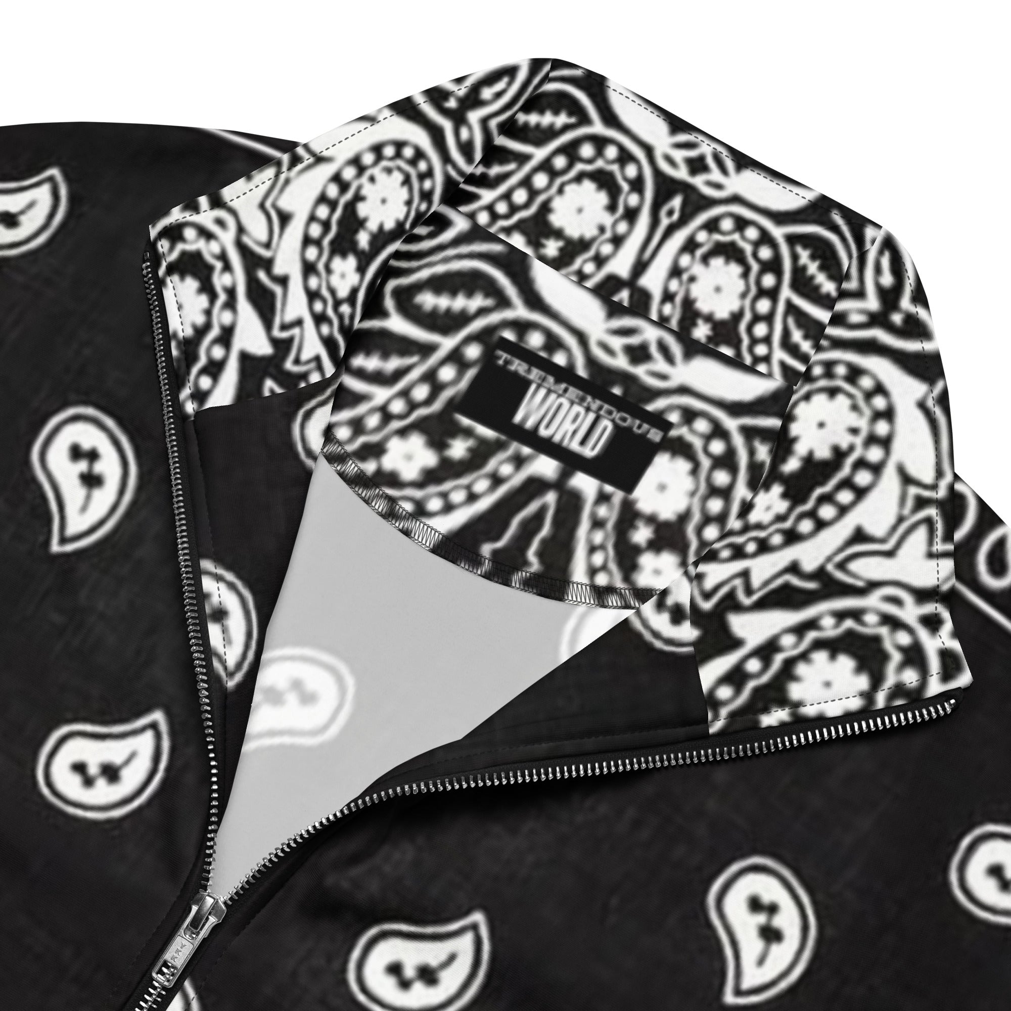 Black Bandana Unisex Track Jacket | Recycled Zip-Up Fleece