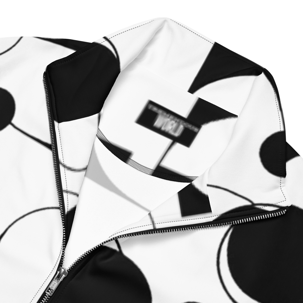 Fluid Geometric White and Black Unisex Track Jacket