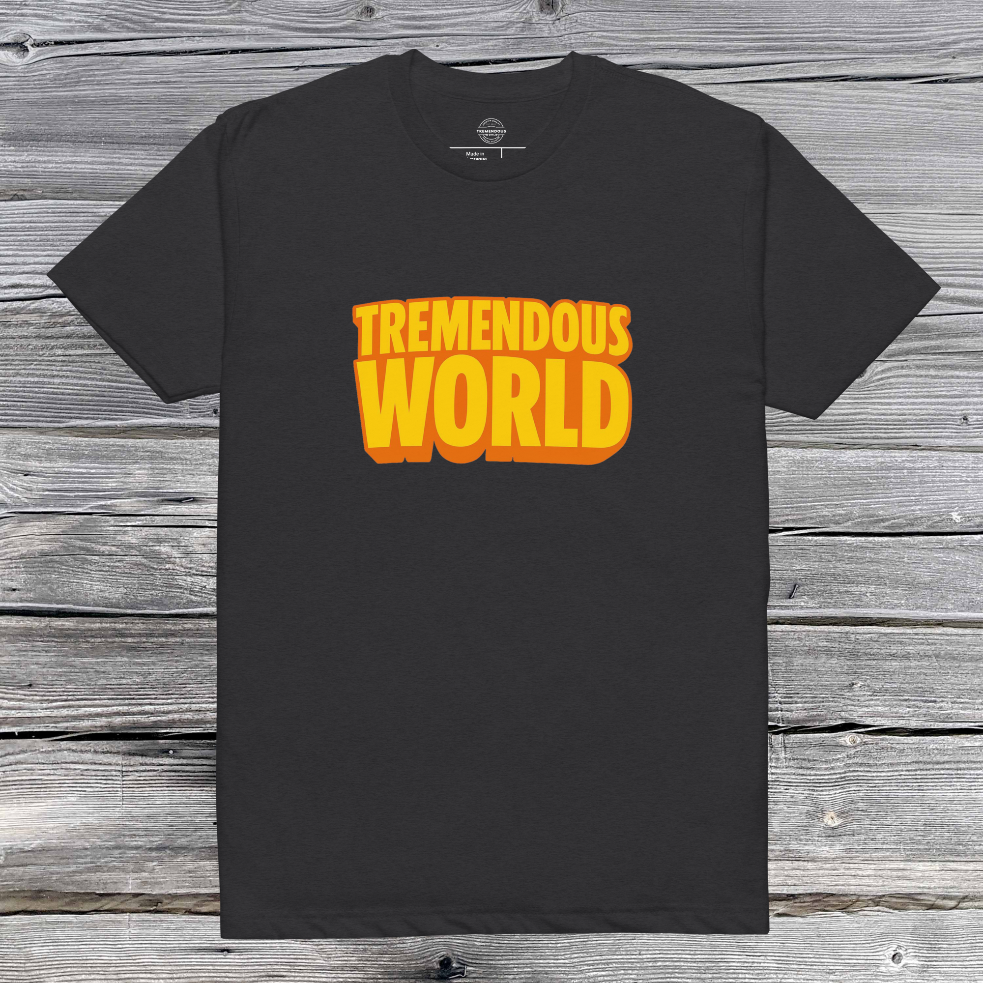 Tremendous World T-Shirt - Yellow & Orange Text