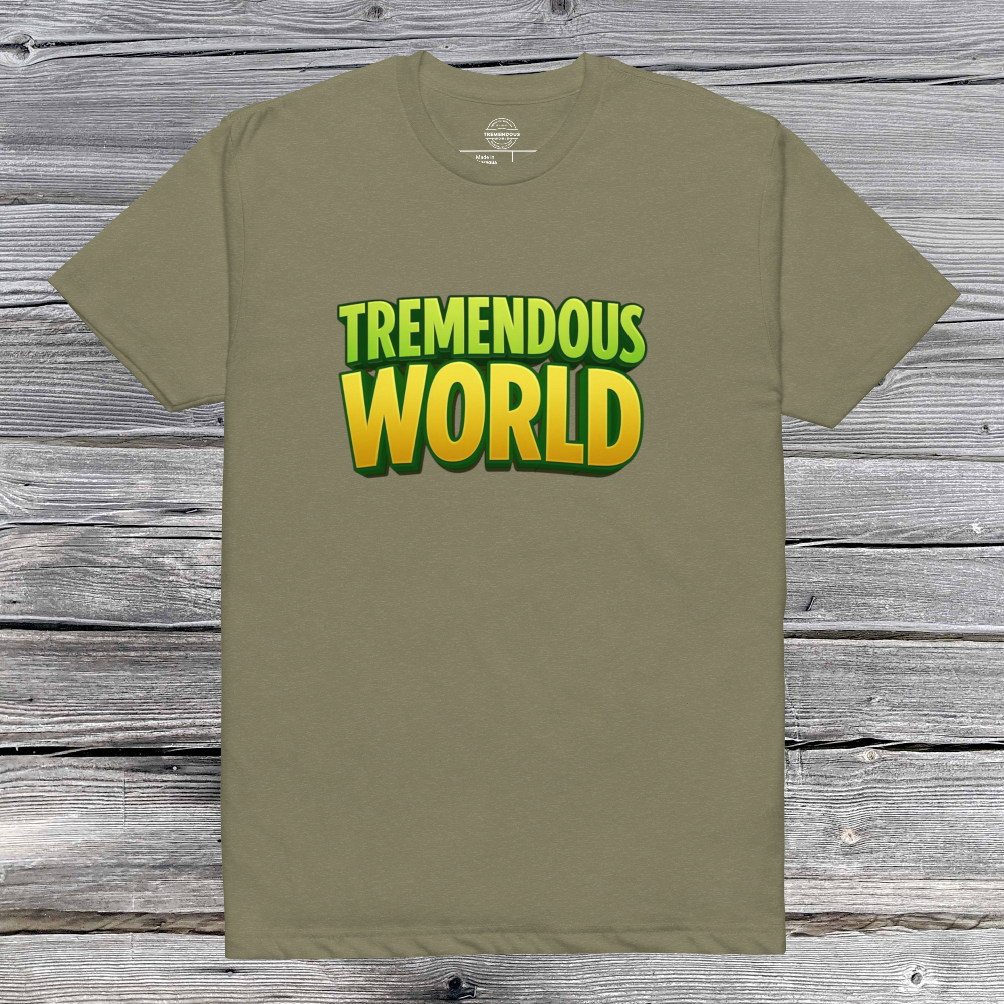 Tremendous World T-Shirt - Green & Yellow Text