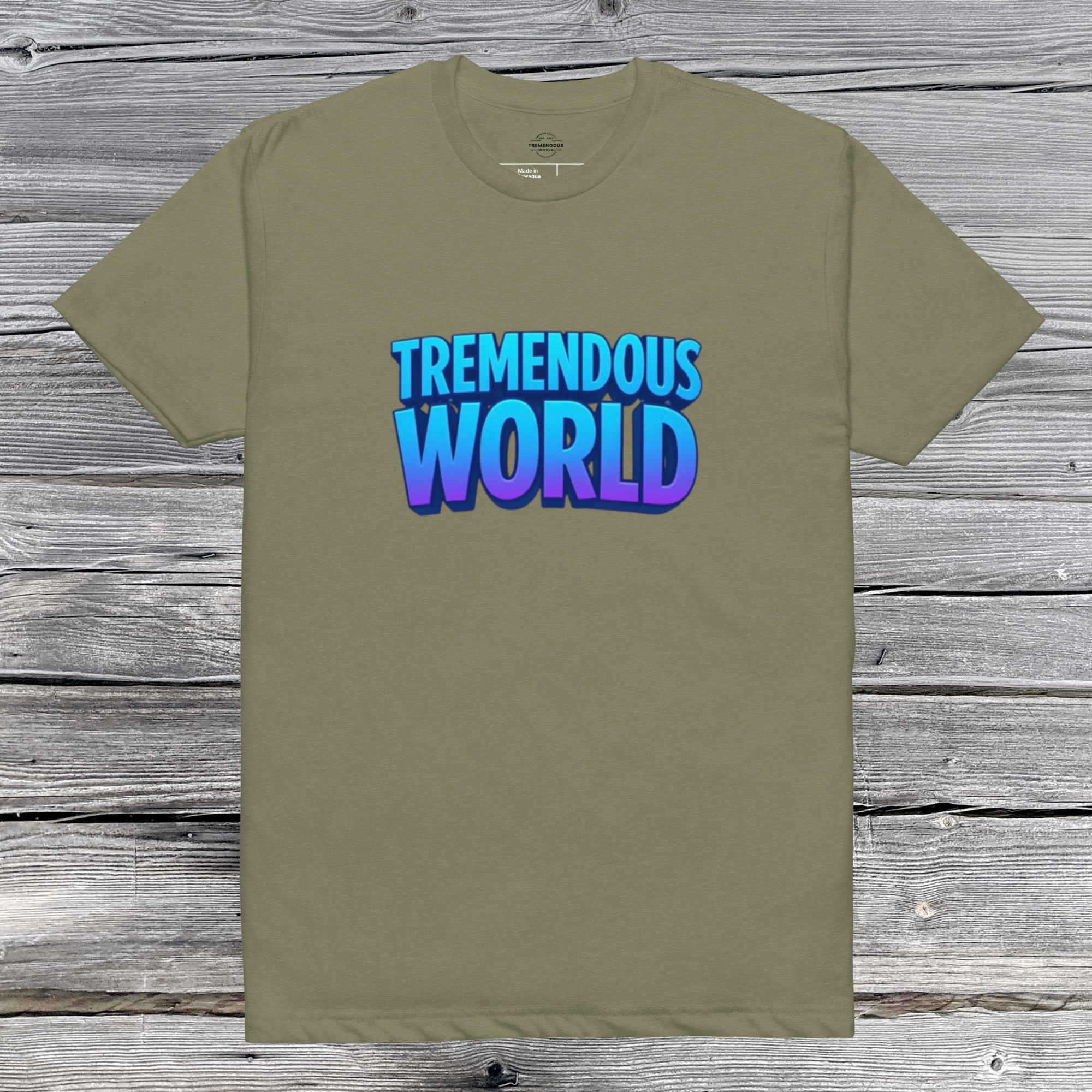 Tremendous World T-Shirt- Blue & Purple Text