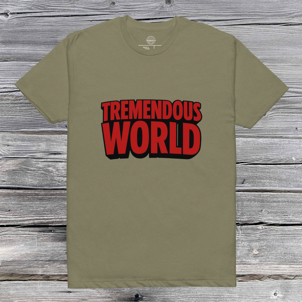 Tremendous World T-Shirt Red & Black Text