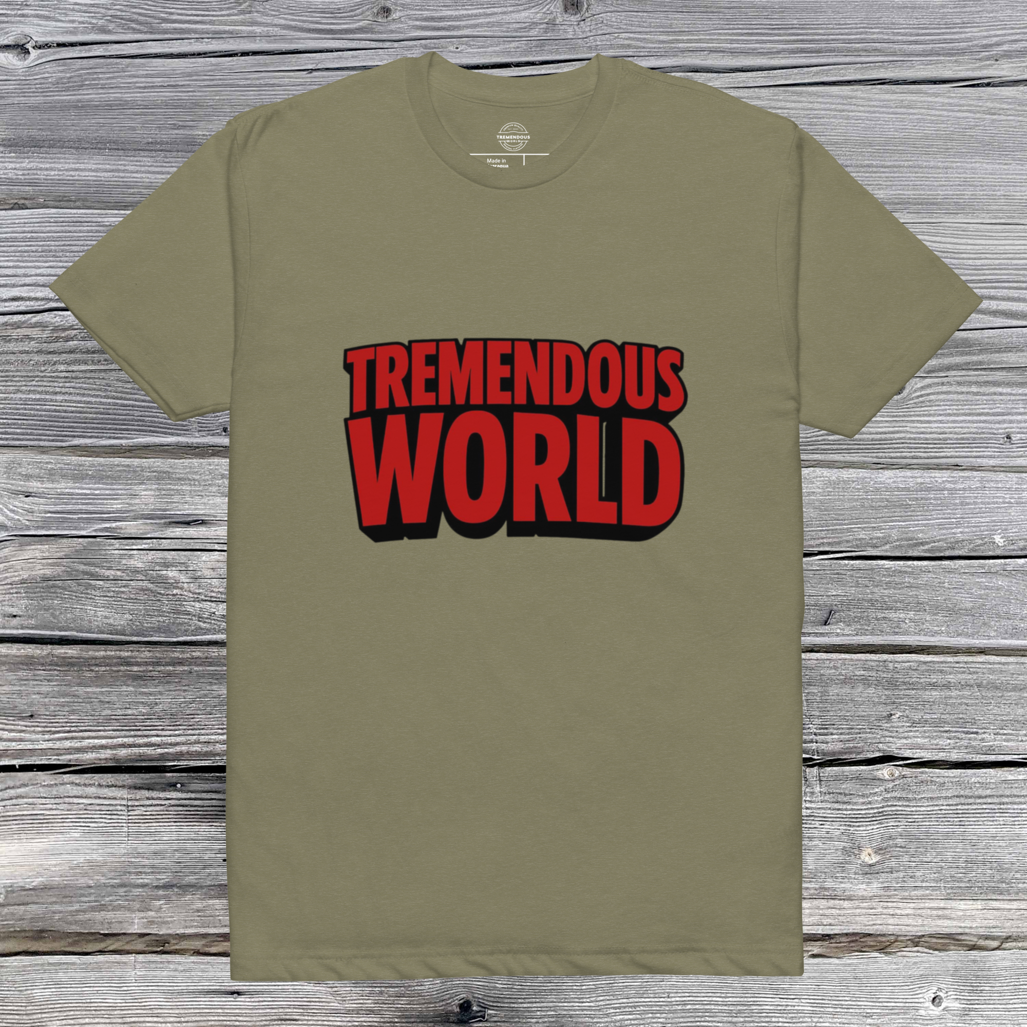Tremendous World T-Shirt Red & Black Text