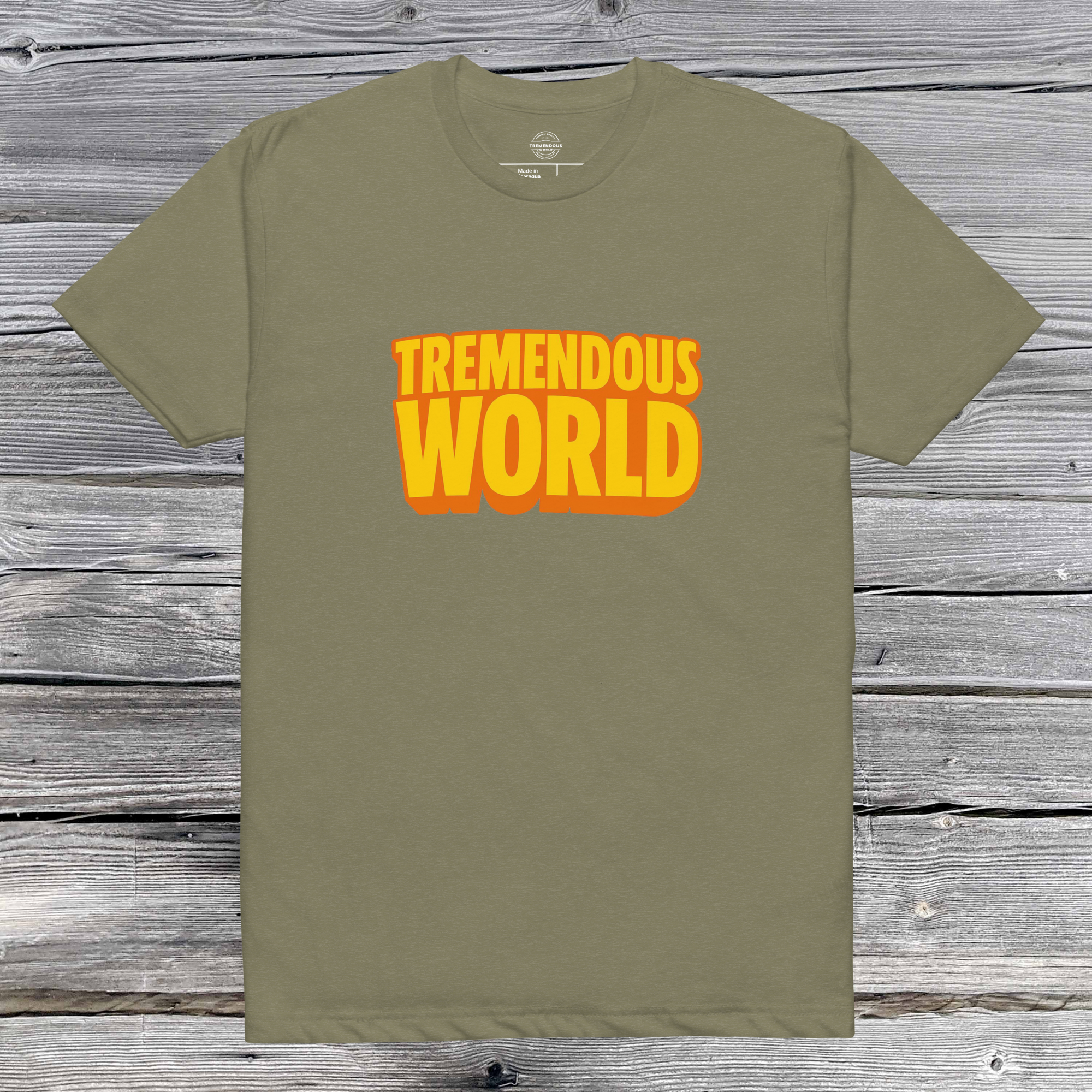 Tremendous World T-Shirt - Yellow & Orange Text