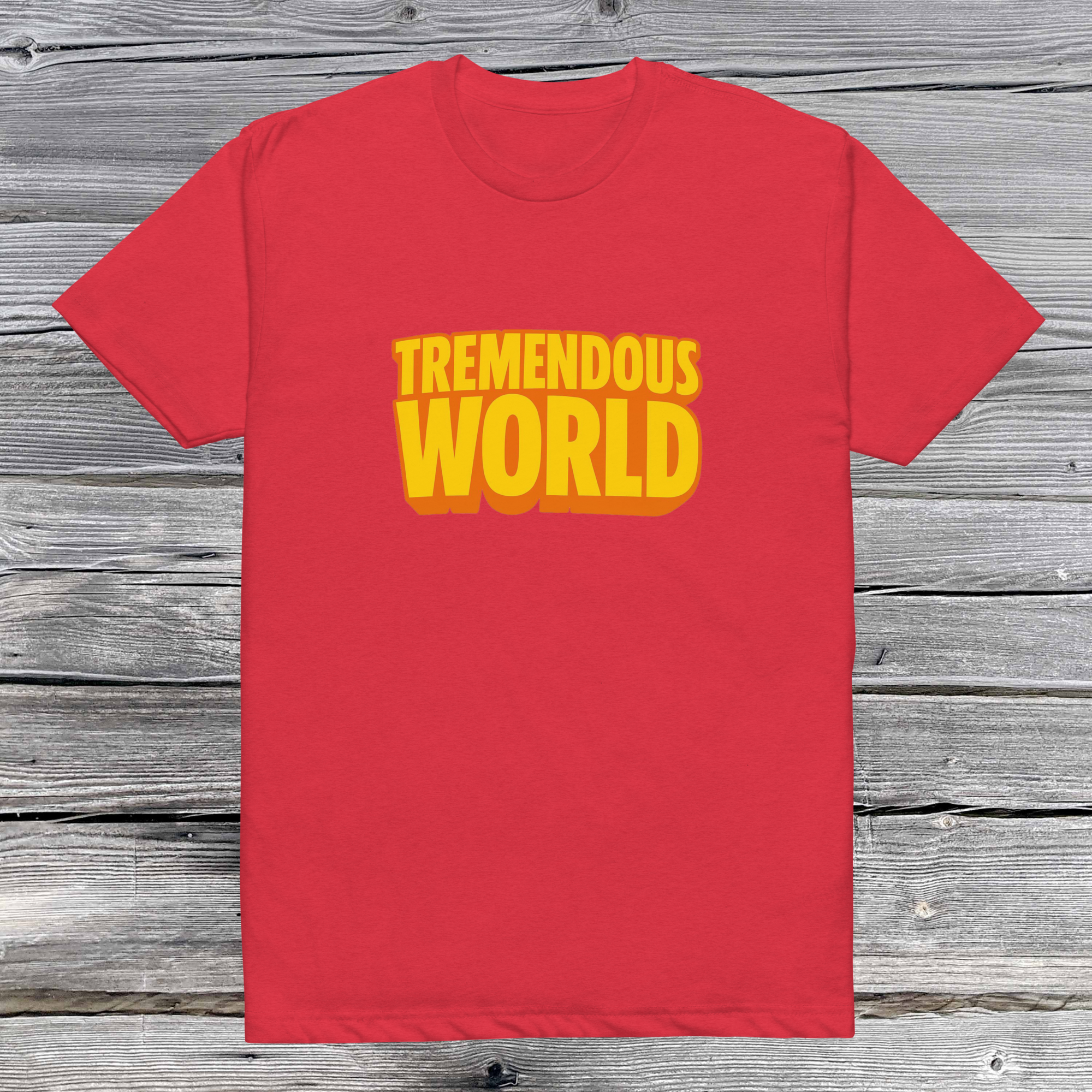 Tremendous World T-Shirt - Yellow & Orange Text