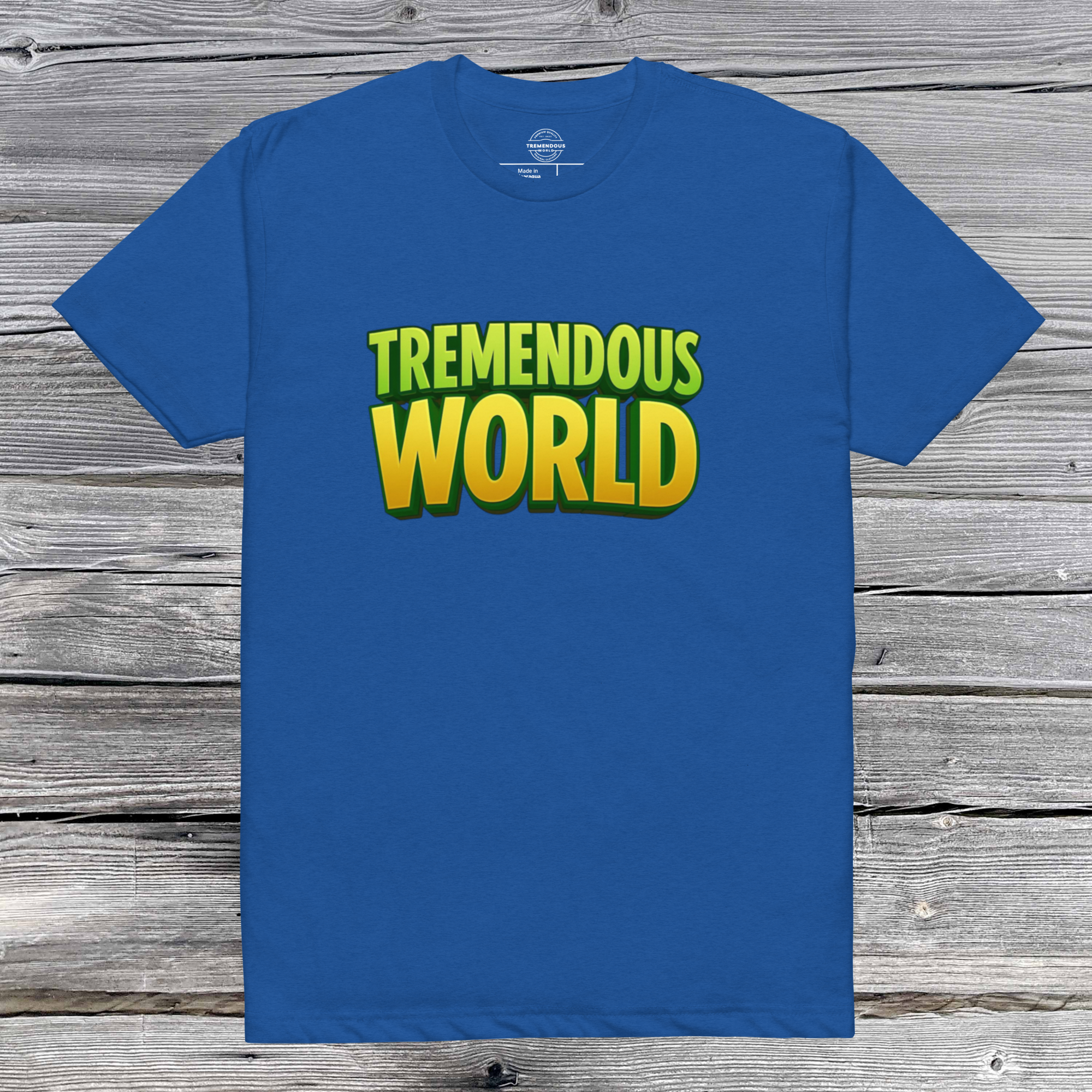 Tremendous World T-Shirt - Green & Yellow Text
