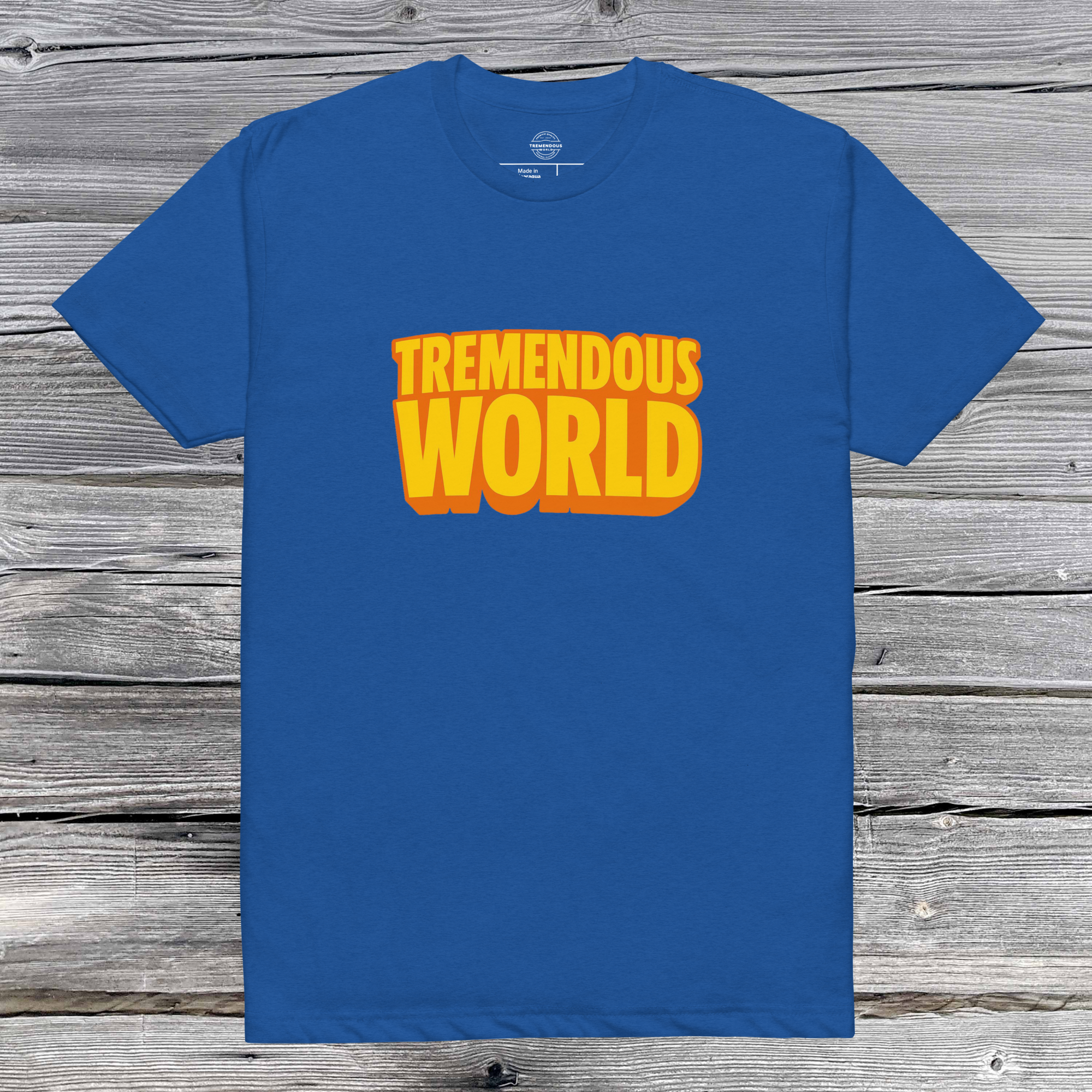 Tremendous World T-Shirt - Yellow & Orange Text