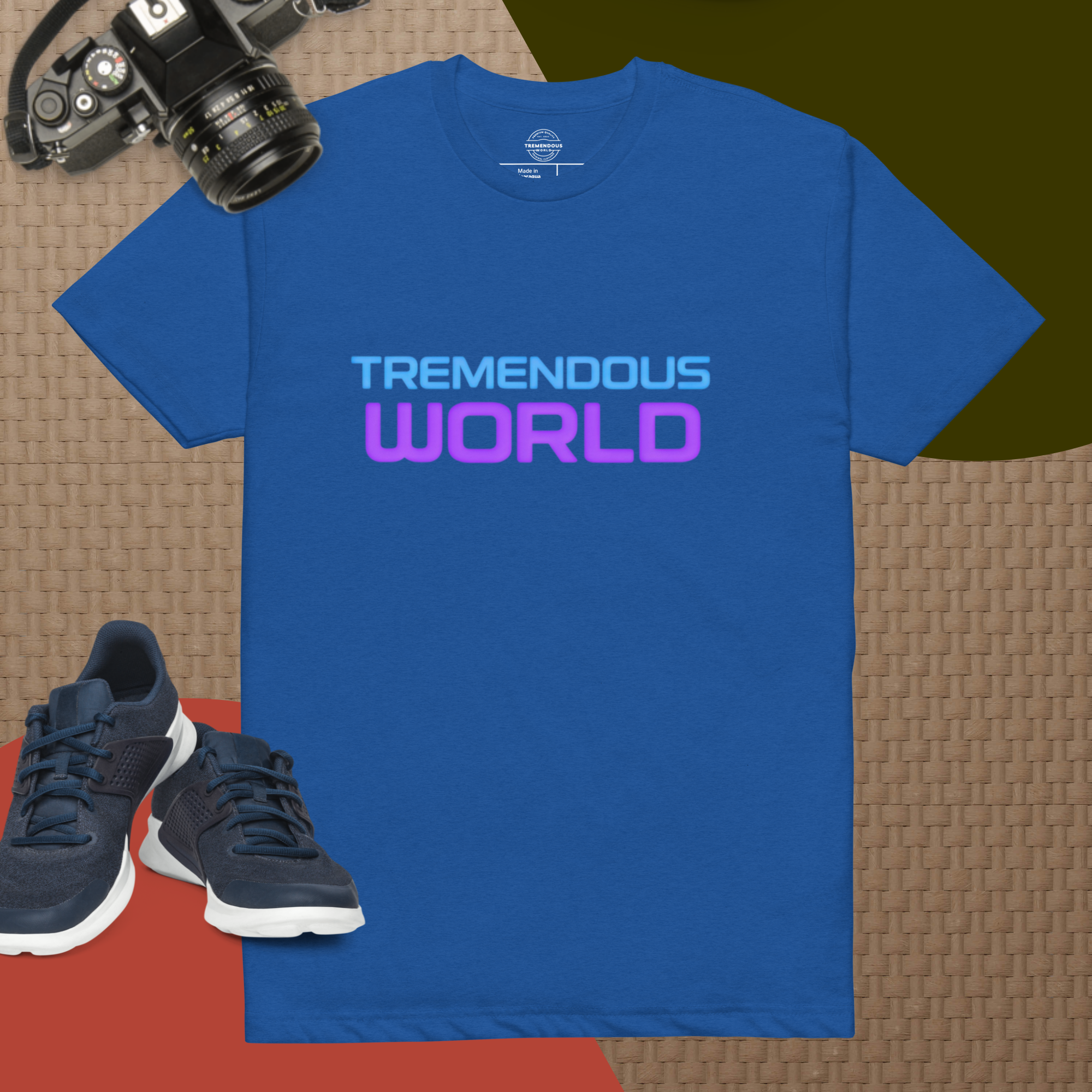 Tremendous World Techno Blue & Purple Text Tee