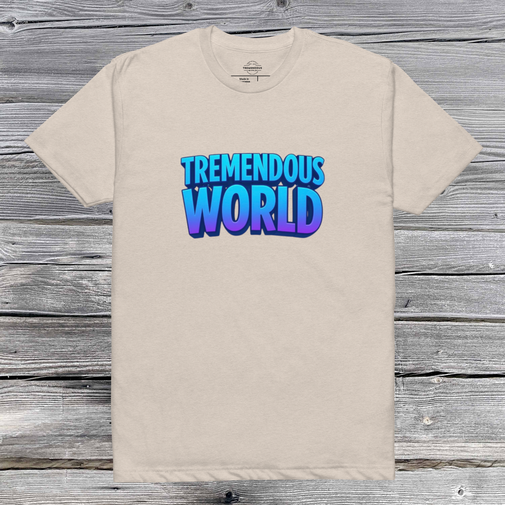Tremendous World T-Shirt- Blue & Purple Text
