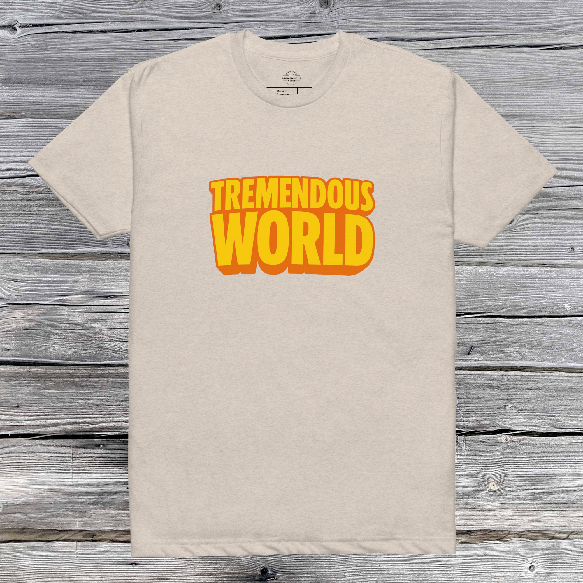 Tremendous World T-Shirt - Yellow & Orange Text