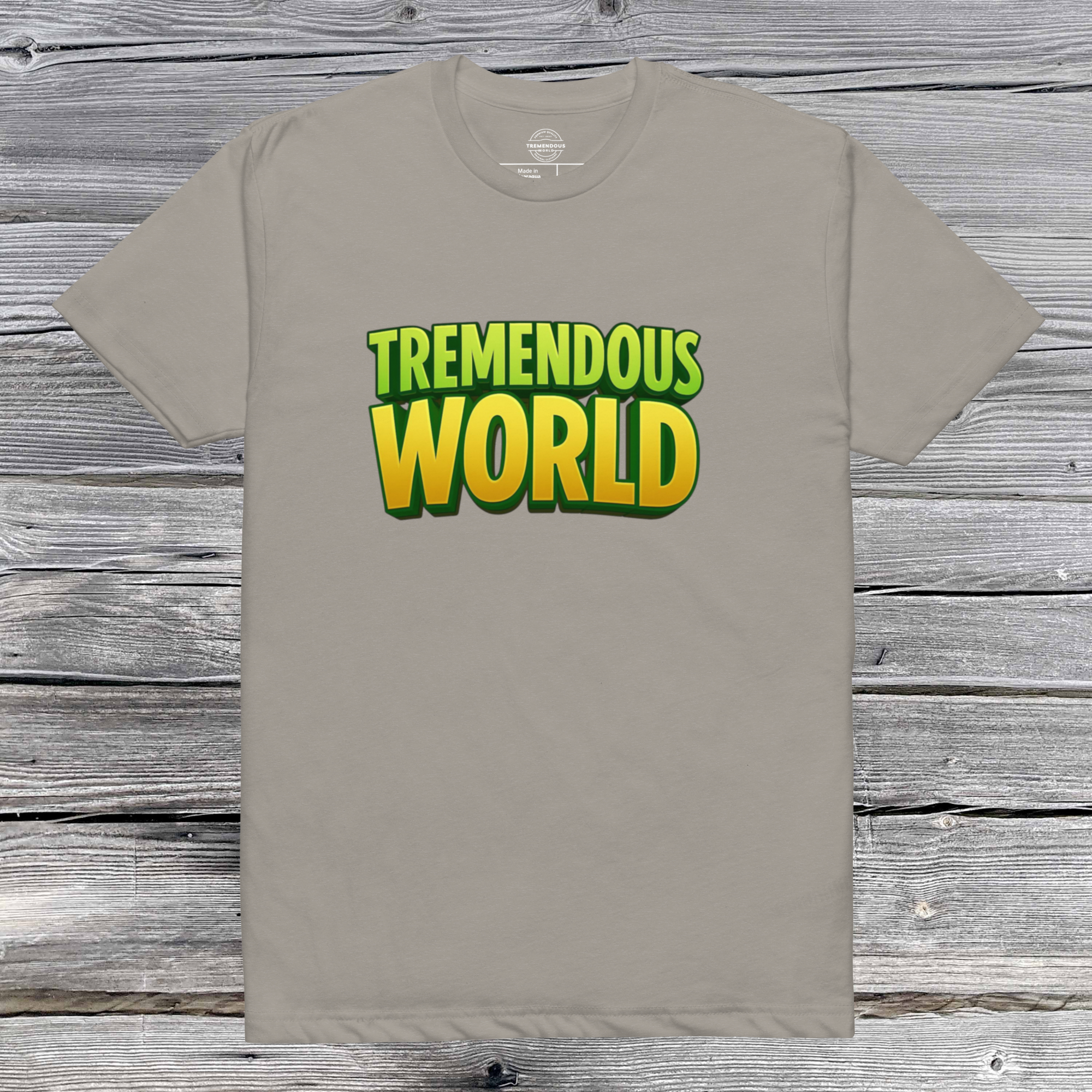 Tremendous World T-Shirt - Green & Yellow Text