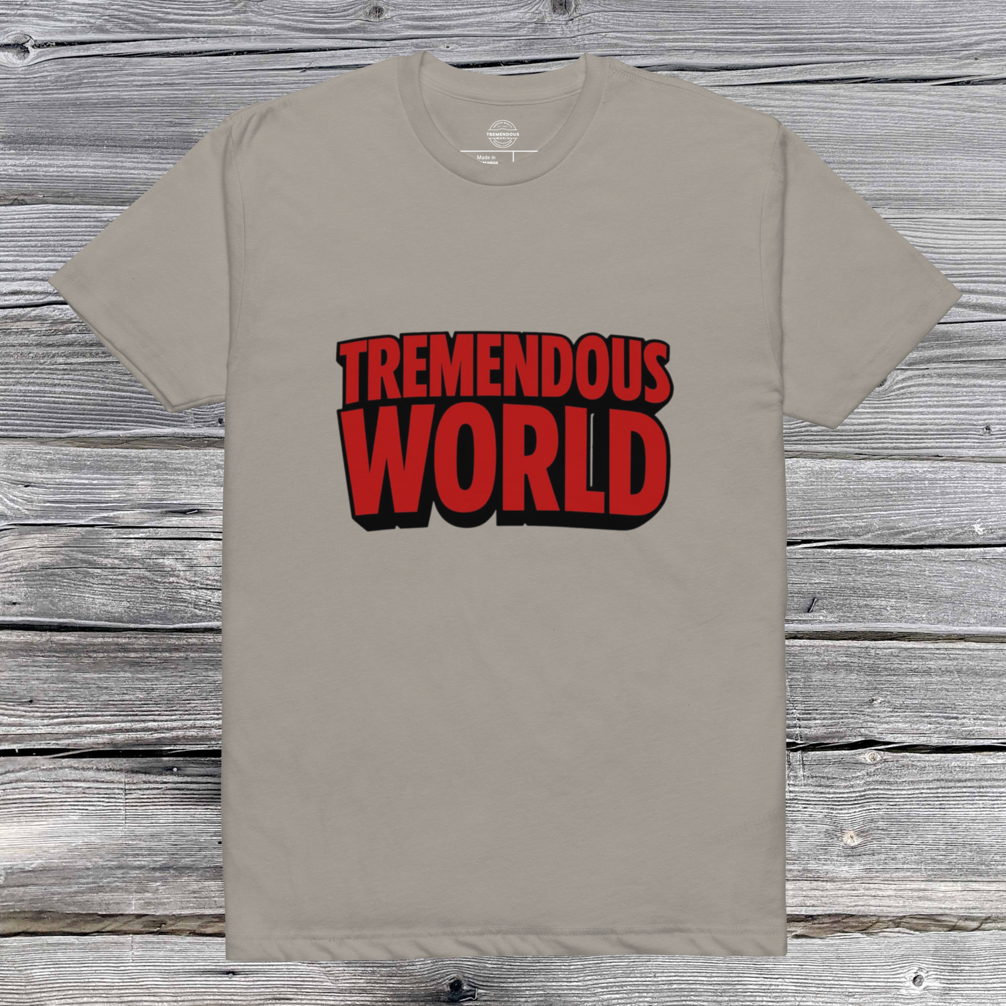 Tremendous World T-Shirt Red & Black Text