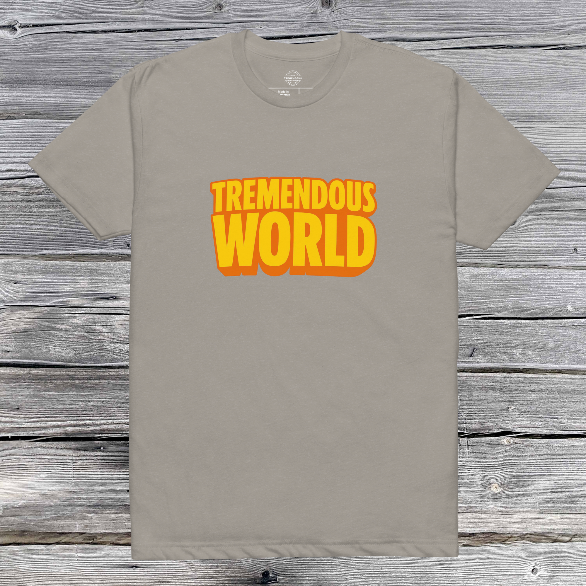 Tremendous World T-Shirt - Yellow & Orange Text