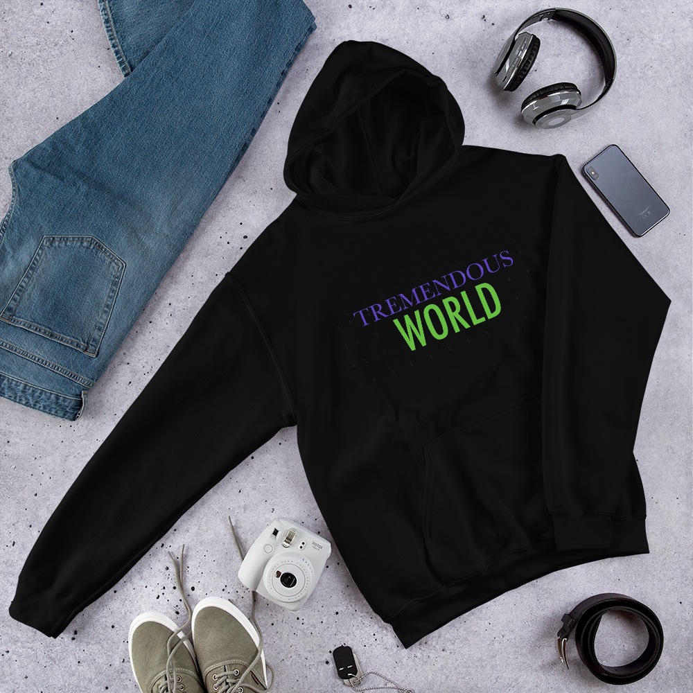 Tremendous World Core Collection Purple & Green Text Hoodie